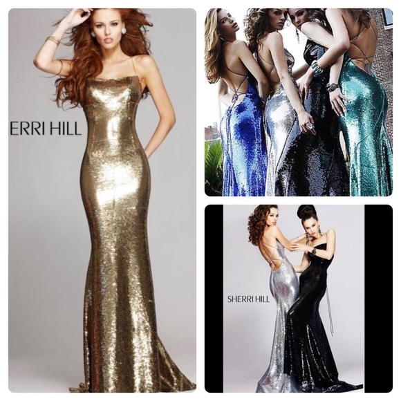 Sherri Hill Dresses & Skirts - Sherri Hill 1467 Gold Sequins Prom Dress 0 Pageant